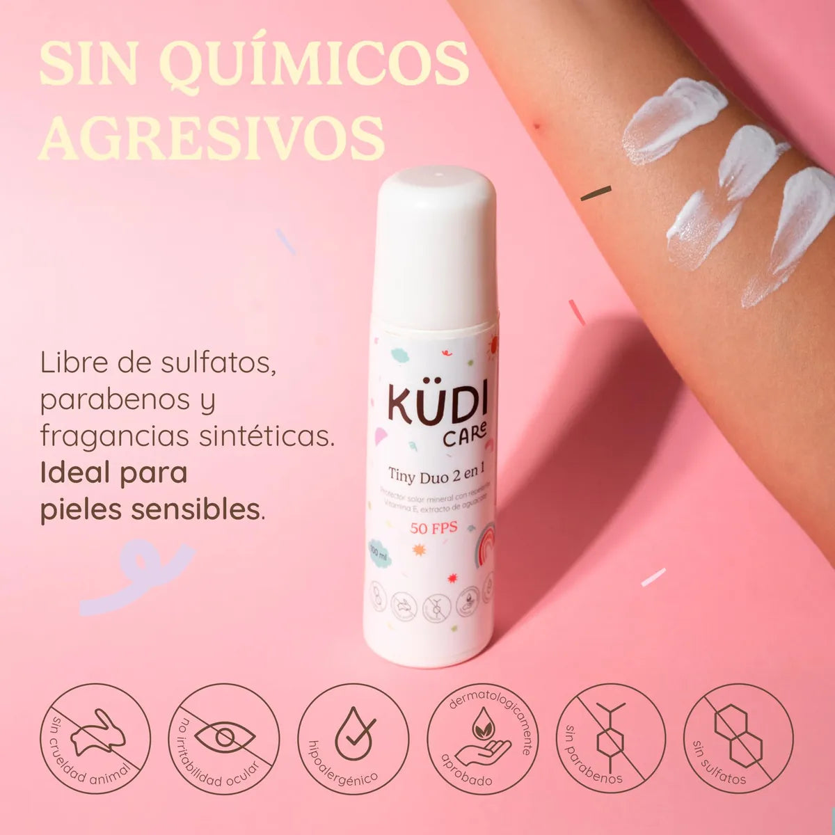 Tiny Duo Protector Solar Mineral con Repelente Natural Citronella 2 en 1 Roll On FPS 50 para Bebés y Niños 100 ml